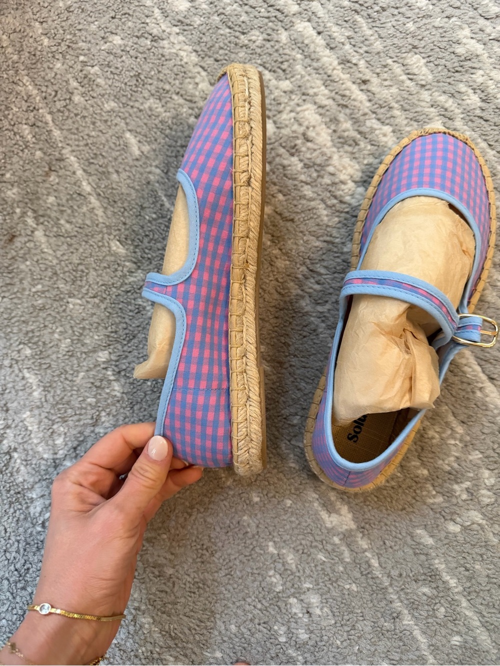 Soludos Pink and Blue Check Mary Jane Espadrilles - Picture 2 of 3